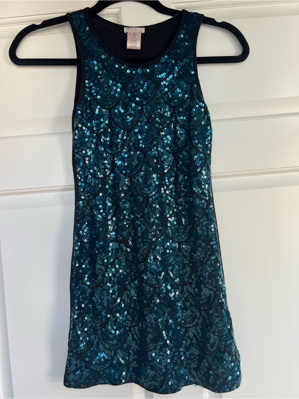 Sally Miller Couture Girls party dress Teal sequins M 10